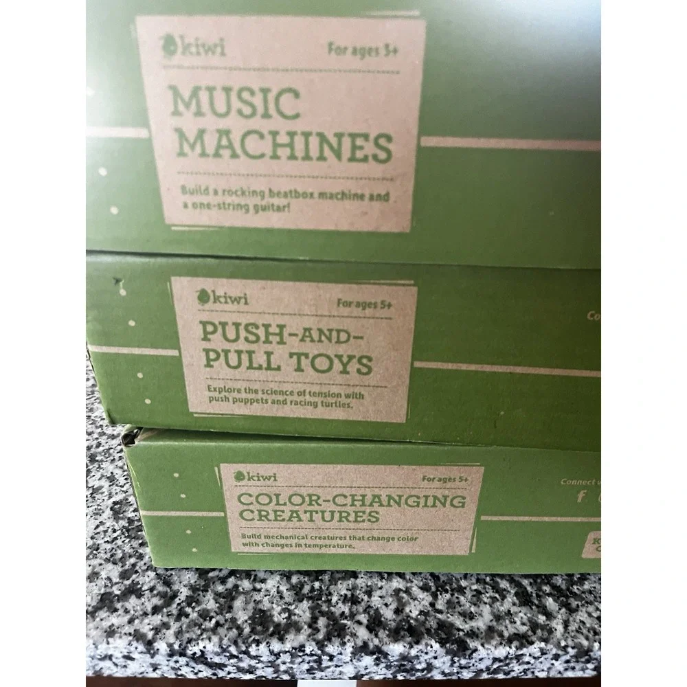 KiwiCo Kiwi Crate STEM Kit, Lot of 3 New Boxes Music Machines Pull Toy Creatures